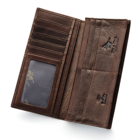 Genuine Leather Centre Line RFID Protected BiFold Long Wallet