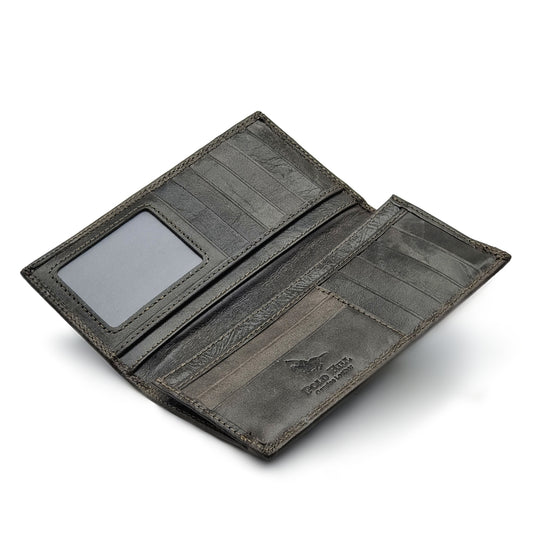 Genuine Leather Double Contrast Stitch Long Wallet