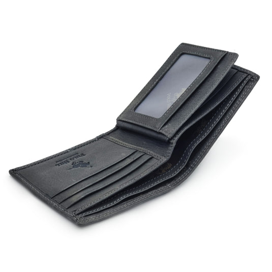 Genuine Leather Black RFID Protected BiFold Wallet