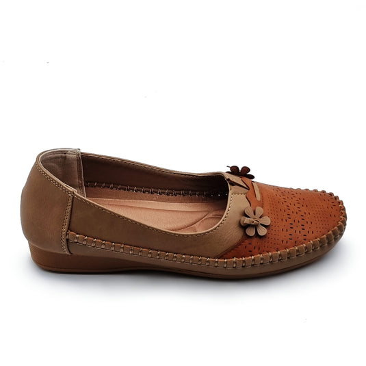 Perforated Flower Detail Loafers Shoes