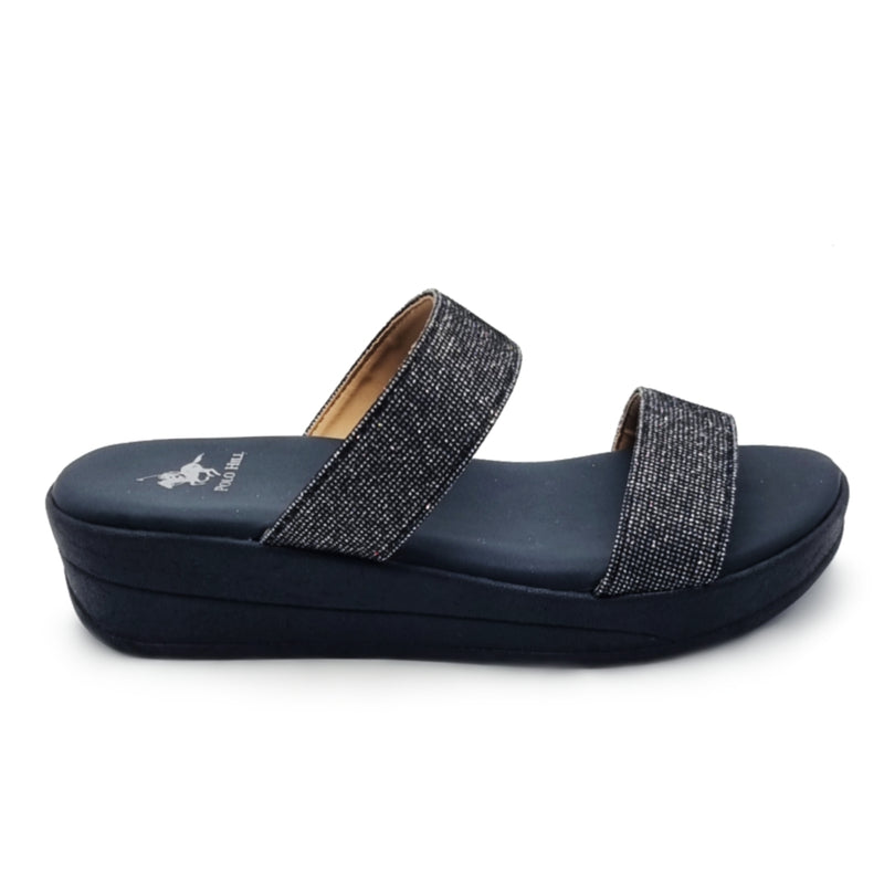 Load image into Gallery viewer, Dual Glitter Band Wedge Sandals
