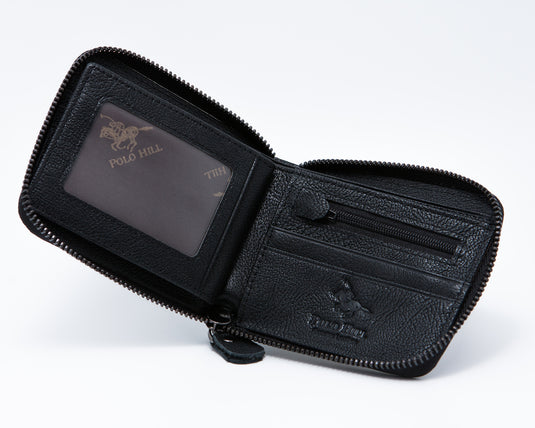 Genuine Leather Bi-Fold Ziparound Wallet