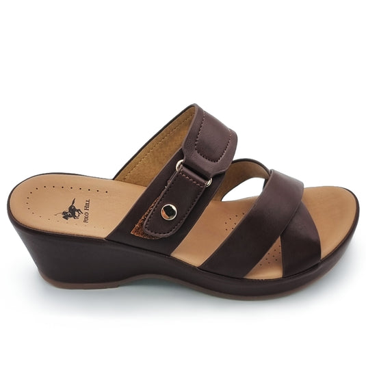 Cross Vamp Slide Wedge Sandals