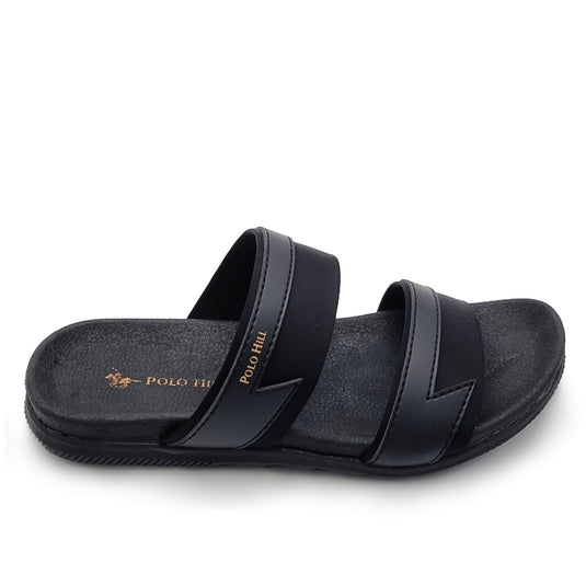 Contrasted Two Band Slide Sandals