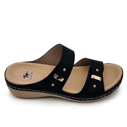 Two Band Mule Wedge Sandals