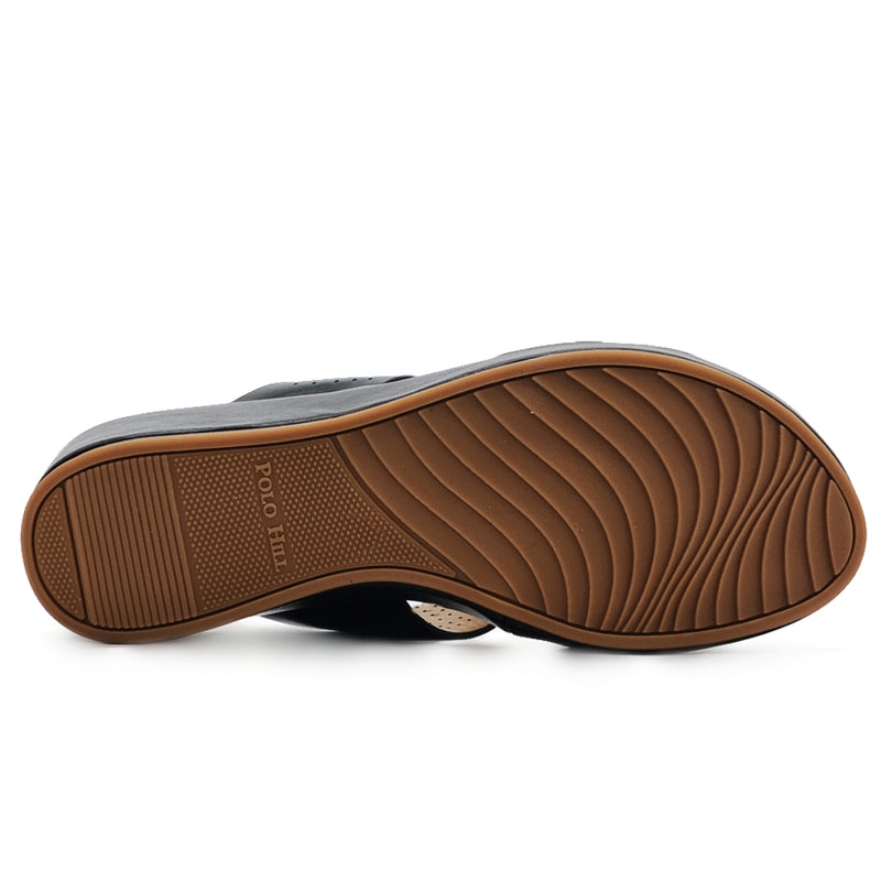 Load image into Gallery viewer, Studded Decor Piece Perforated Wedge Sandals
