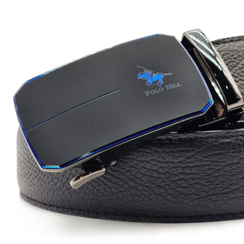 Load image into Gallery viewer, Automatic Buckle Genuine Leather Belt with Blue Accents
