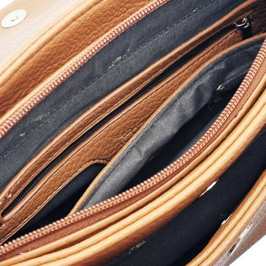 Furrow Zipper Flap Crossbody Sling Bag
