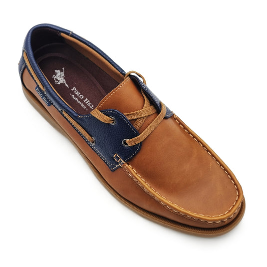 Lace Up Two-Tone Boat Shoes