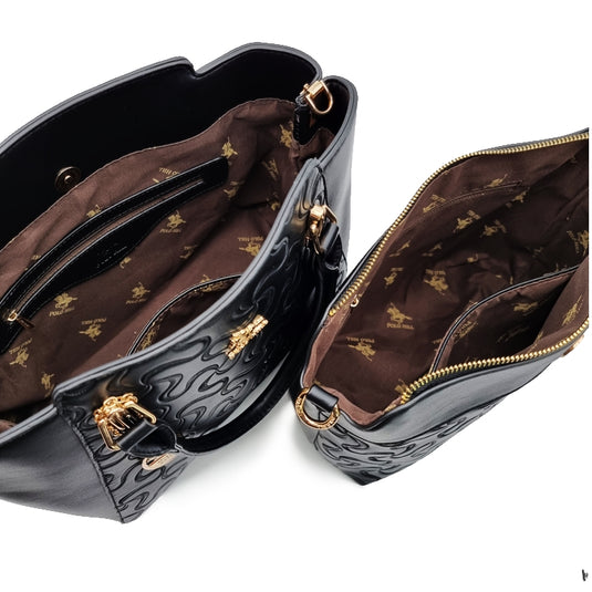 Puzzly Patterned Trapeze Handbag