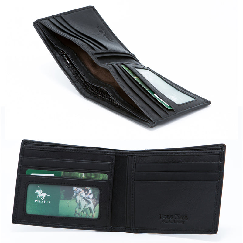 Load image into Gallery viewer, Genuine Leather RFID Protected Black BiFold Wallet
