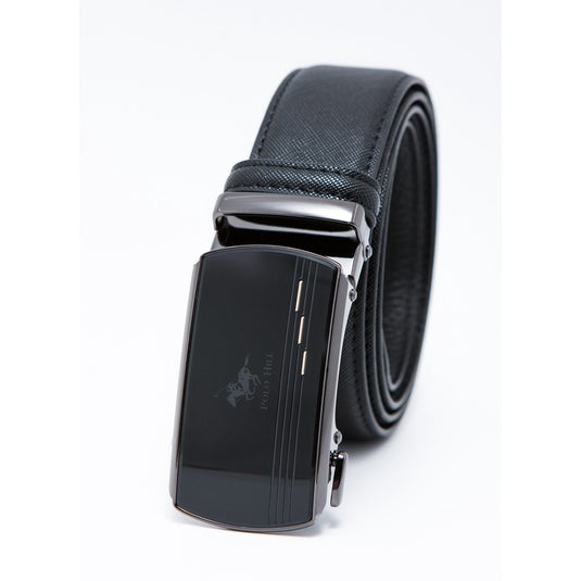Cross Texture Leather Automatic Buckle Belt