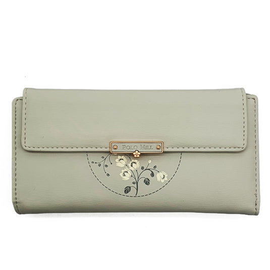 Long Snap Button Bi-Fold Wallet