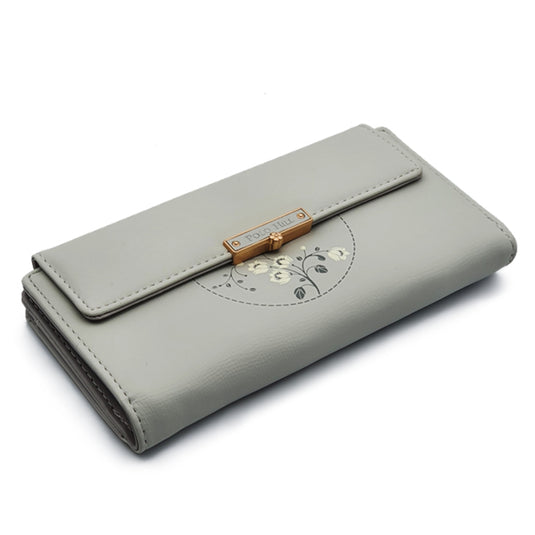 Long Snap Button Bi-Fold Wallet
