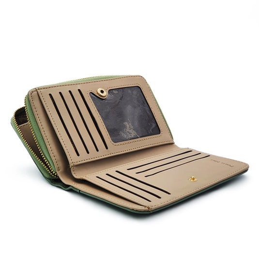 Snap Button Bi-Fold Wallet with Zipper