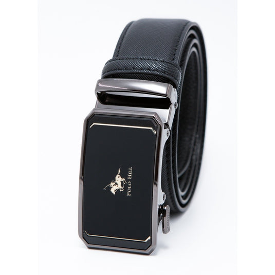 Cross Texture Leather Automatic Buckle Belt
