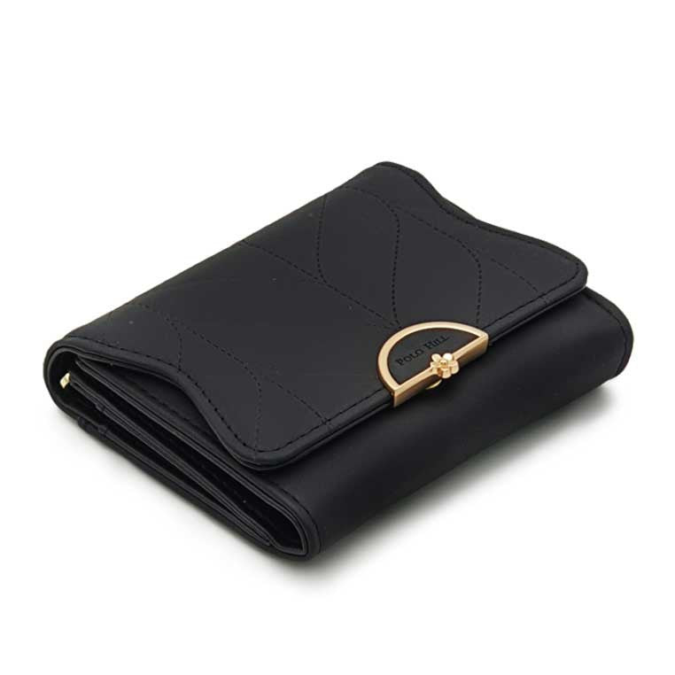 Load image into Gallery viewer, Leaf Inspired Stitching Tri-Fold Wallet
