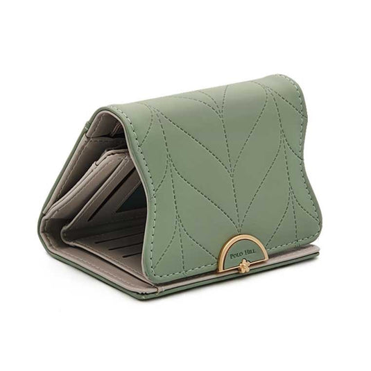 Leaf Inspired Stitching Tri-Fold Wallet