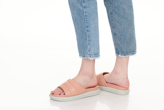 Puffy Pleather Slide Sandals