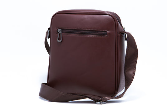Oily Texture Crossbody Bag with Front Zip Pockets