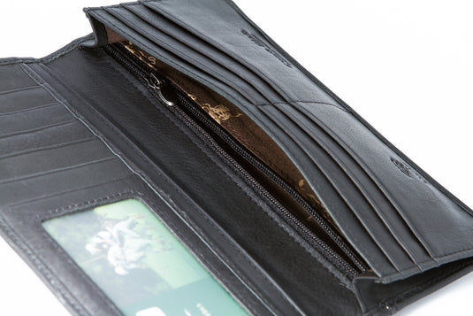 Genuine Leather RFID Protected Black Long Wallet