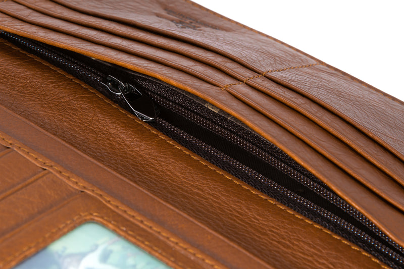 Load image into Gallery viewer, Genuine Leather Bi-Fold Long Wallet

