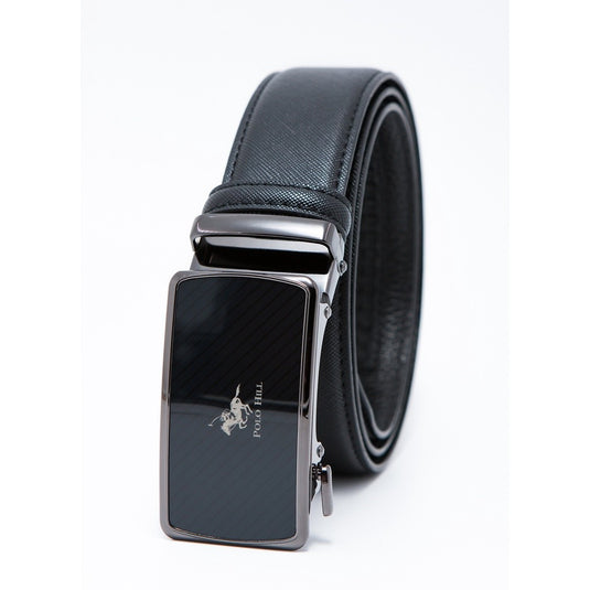 Cross Texture Leather Automatic Buckle Belt