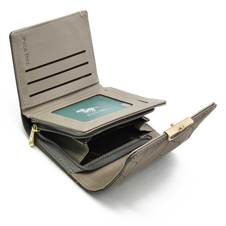 Load image into Gallery viewer, Leaf Inspired Stitching Tri-Fold Wallet
