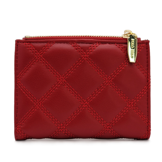 Quilted TriFold Zip Short Wallet