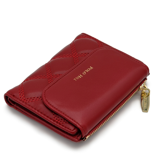 Quilted TriFold Zip Short Wallet